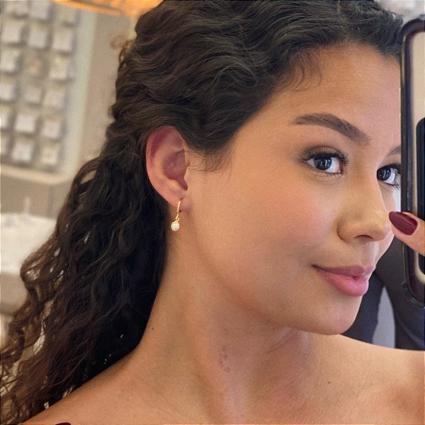 Brinco Argola Pérola P Folheado a ouro 18K