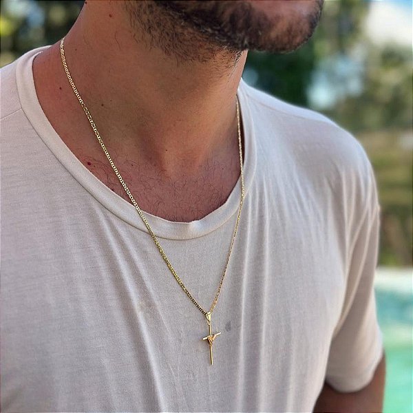 Pingente Cruz Palito Amarradura Folheado a ouro 18K