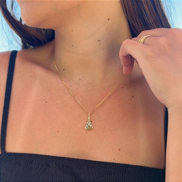 Pingente Nossa Senhora Aparecida Vazada e Recortada Folheado a ouro 18K