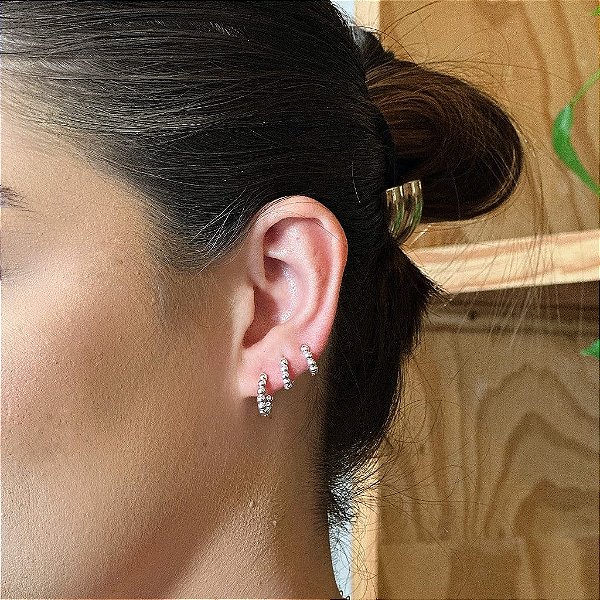 Trio de Argolas Aro Esferas Steel