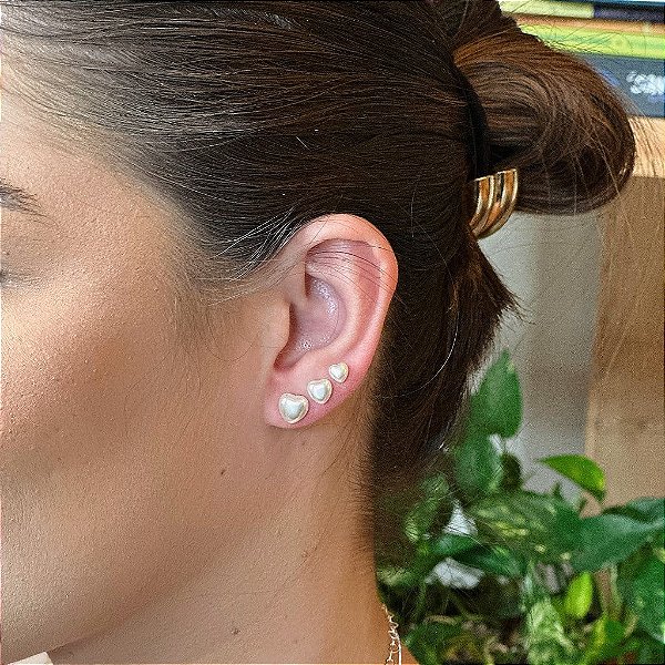 Triozinho de Pérola Coração Steel