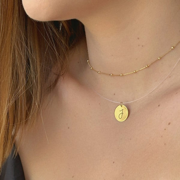 Colar Nylon Inicial Personalizado Folheado a Ouro 18K