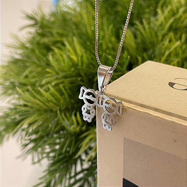 Pingente Duas Meninas Vazados Steel