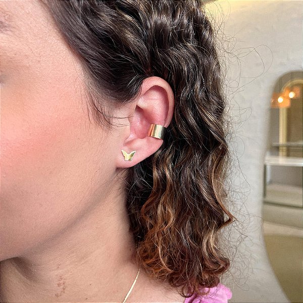 Piercing Fake Fio Espesso Liso Folheado a ouro 18K