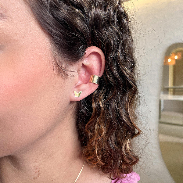 Piercing Fake Fio Espesso Liso Folheado a ouro 18K