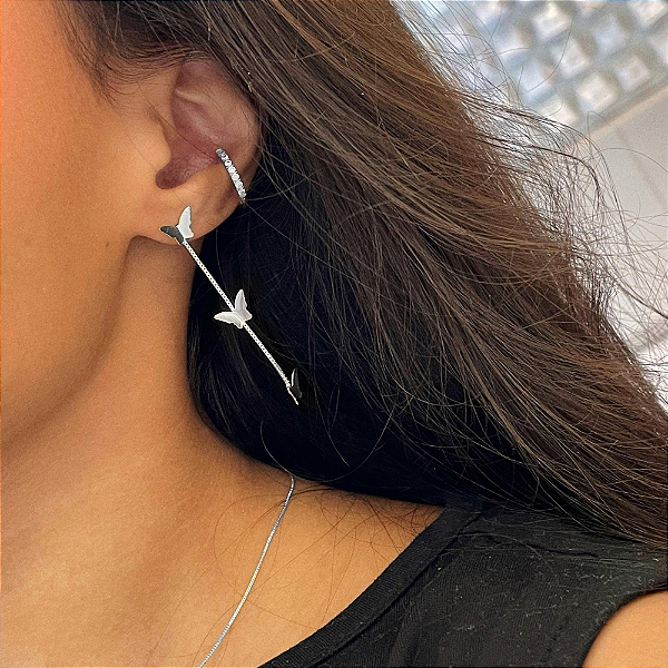 Brinco de Cascata Borboletas Lisas Steel