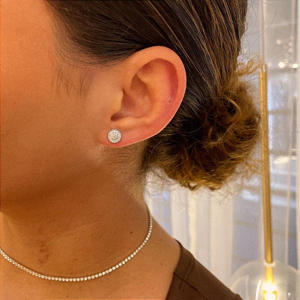 Brinco Redondo Pave Cravejado Médio Steel