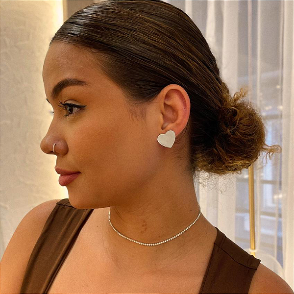 Brinco Coração Liso Chapa Grande Steel