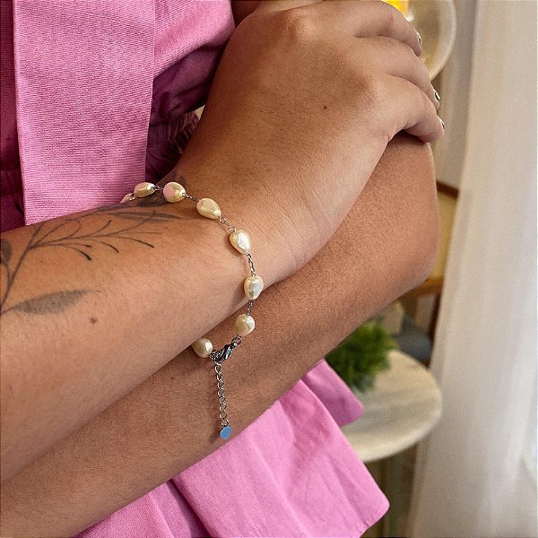 Pulseira Pérola Organica Juntinhas Steel