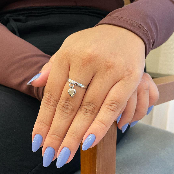 Anel Aliança Pingente Coração Abaulado Steel