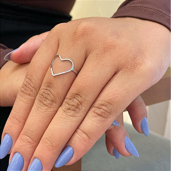 Anel Aro Achatado Coração Vazado Steel