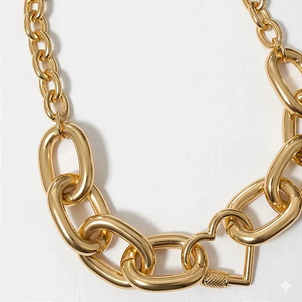 Colar choker 2 elos coração meio