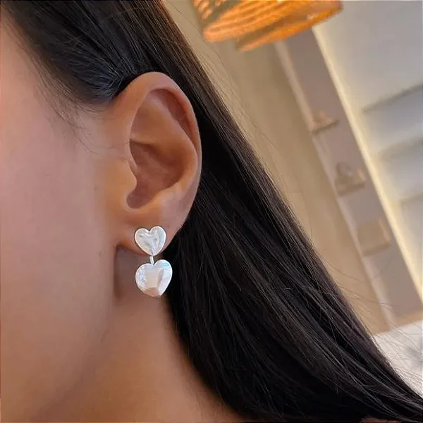 Brinco Coração Chapa Duplo