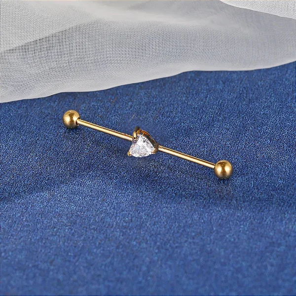 Piercing 40mm Bastão Coração Zircônia