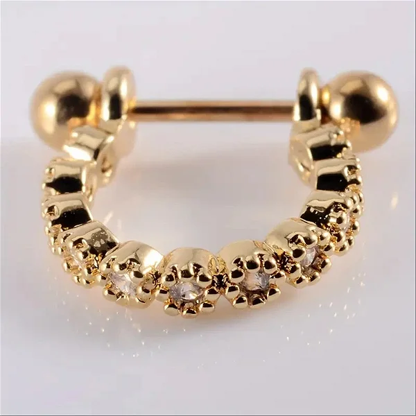 Piercing 2 em 1 Meia Argola Zircônias Redonads