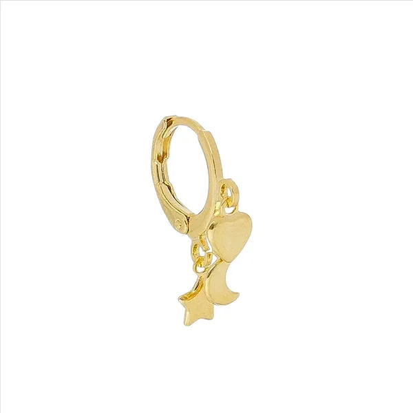 Piercing Argola 3 Pingentes Coração Lua Estrela