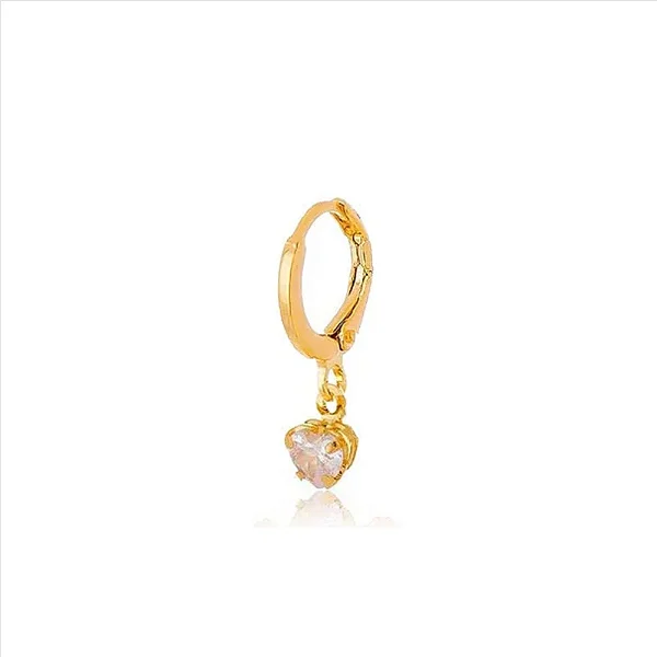 Piercing Argola Pingente Coração Cristal