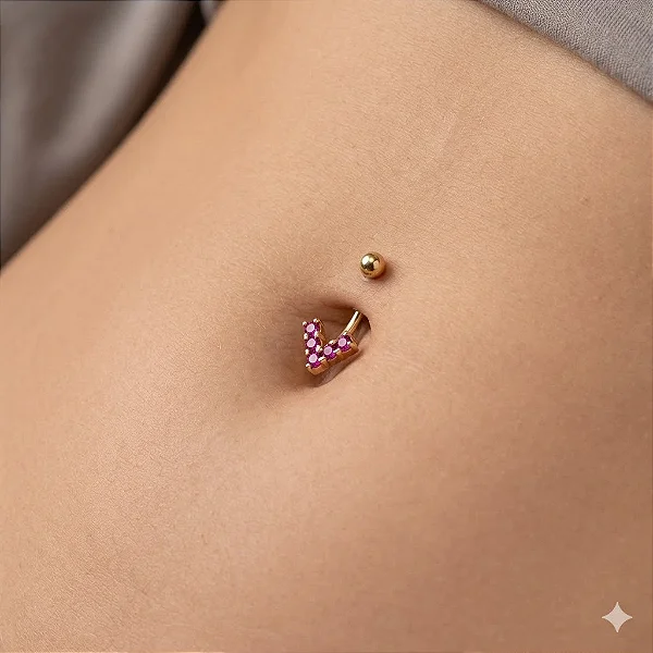 Piercing Bananinha 10mm Coração Rosa