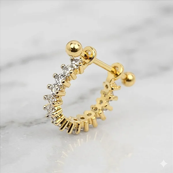 Piercing Meia Argola Conch Cravejadado Ponteiras