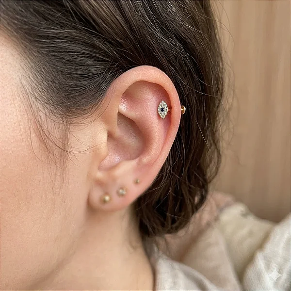 Piercing Olho Grego Pave Det Azul