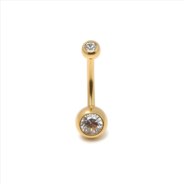 Piercing Umbigo Duas Zircônias Branca