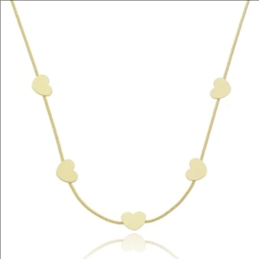 Colar Choker Rabo de Rato 5 Coração Liso