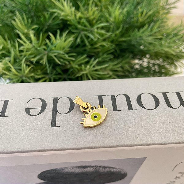 Pingente Olho Grego Cílios Verde
