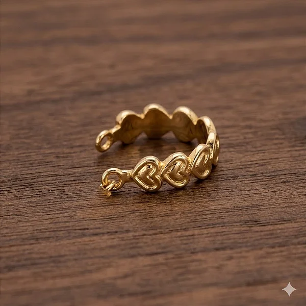 Piercing 2 em 1 Meia Argola Aro Corações Lisos