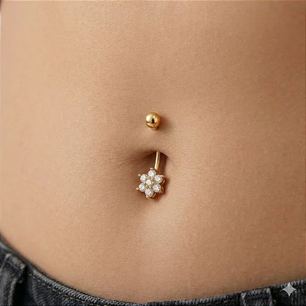 Piercing Bananinha Flor Cravejada