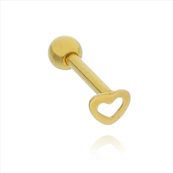Piercing Reto Coração Liso Vazado 1,2mm