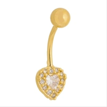 Piercing Bananinha Coração Cravejado