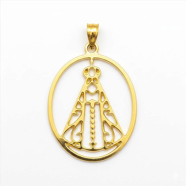 Pingente Oval Nossa Senhora Vazada