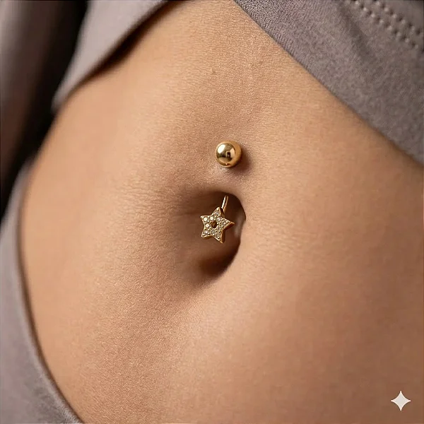 Piercing Umbigo Estrela Cravejada