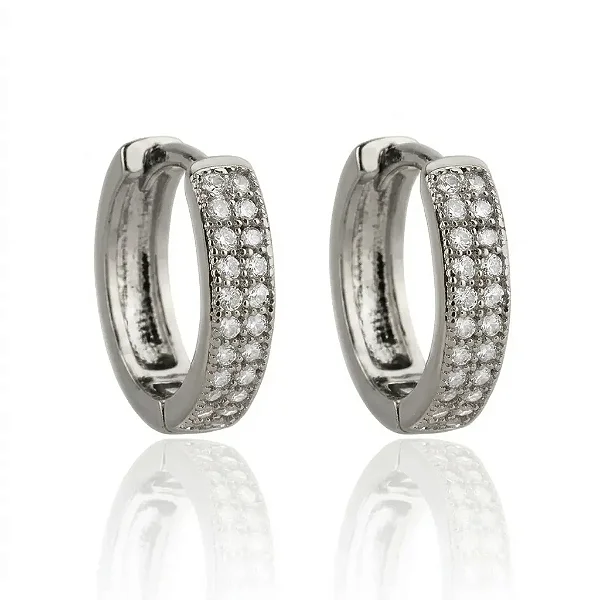 Argola Cravejada Cristal Fio Duplo M