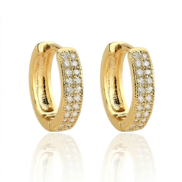 Argola Cravejada Cristal Fio Duplo M