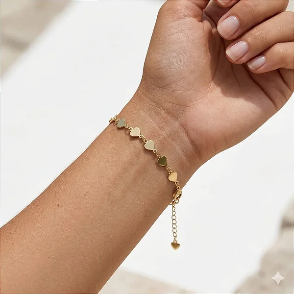 Pulseira Coracoes Deitadinhos