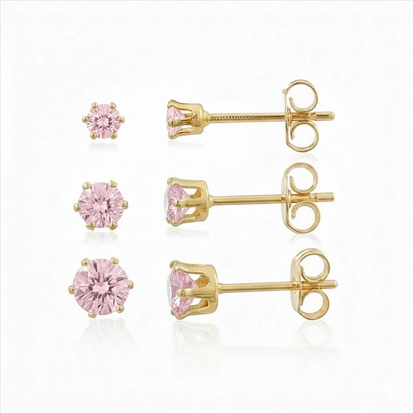 Triozinho Zircônia Rosa
