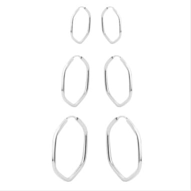 Trio de Argolas Fio Tubo Hexagono