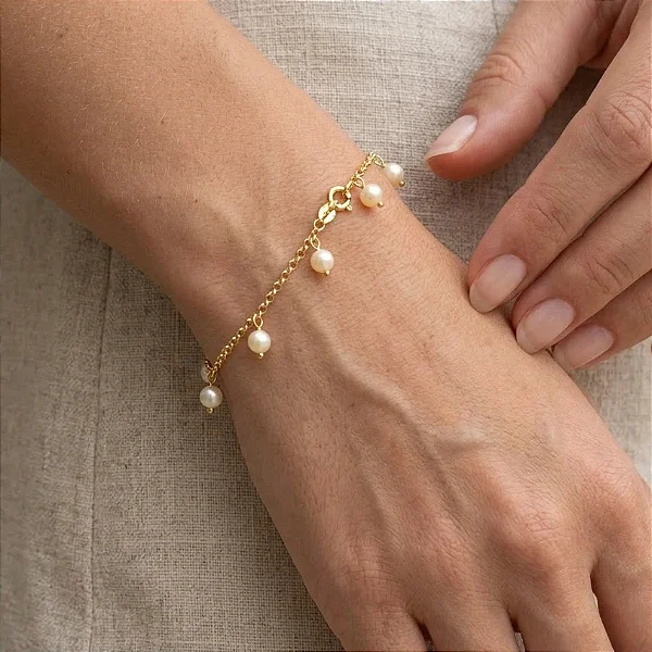 Pulseira Infantil Pérolas Penduradas