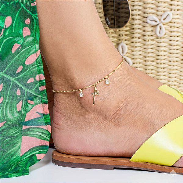 Pulseira Veneziana Pingente Fé e Zircônia