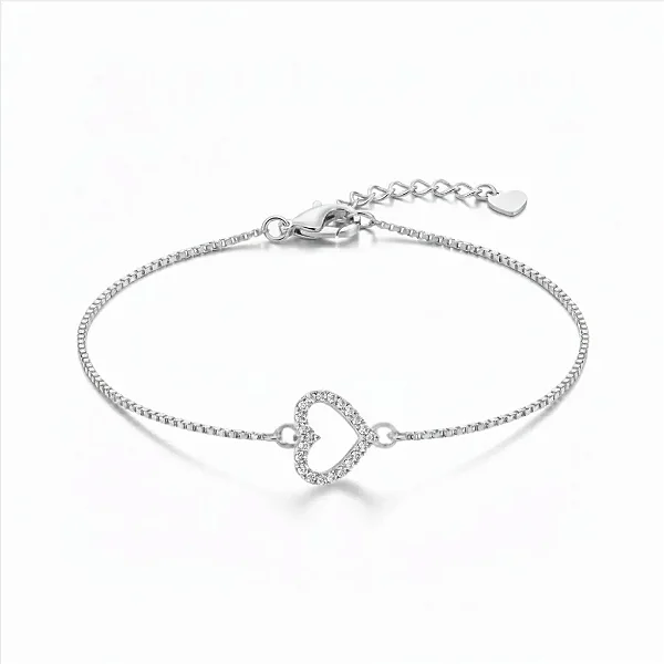 Pulseira Veneziana Coração Cravejada