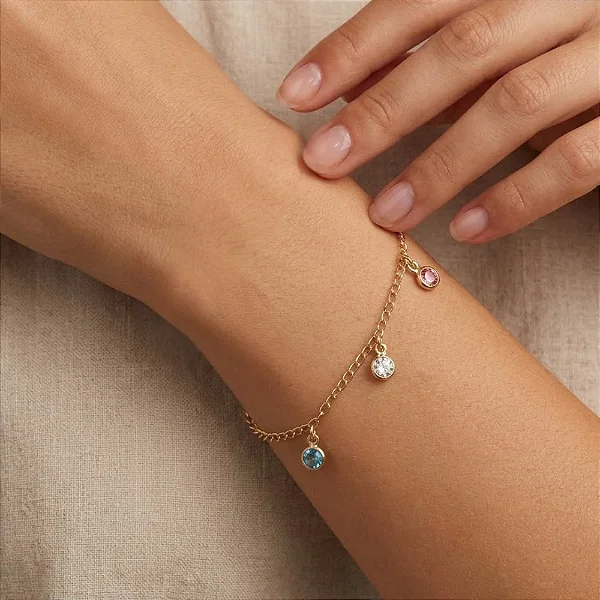 Pulseira Pingentes Zircônias Color