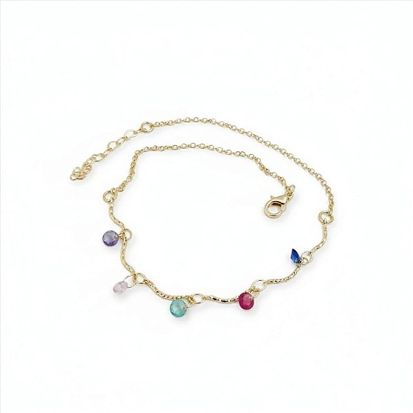 Tornozeleira 4 Zircônias Coloridas