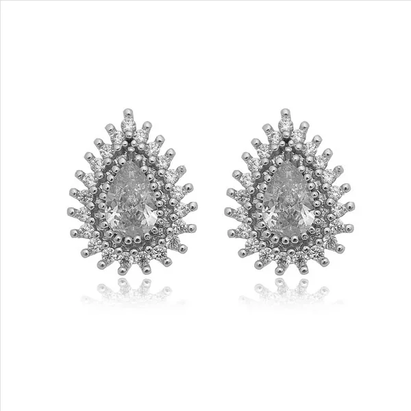 Brinco Gota Zirconia Cristal Borda Cristal