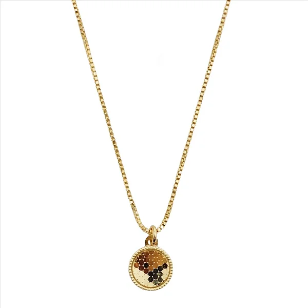 Colar Pingente Redondo Detalhes Diamantados