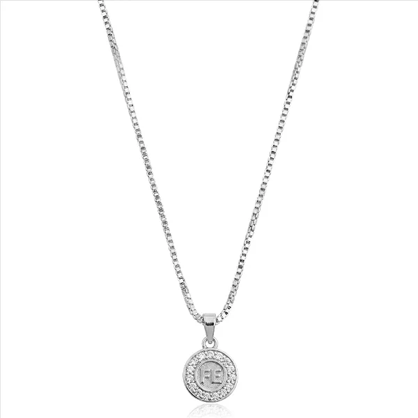 Colar Medalha Fé Borda Cravejada