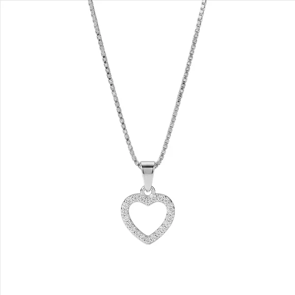 Colar de Coração Vazado com Borda Cravejada Pequeno