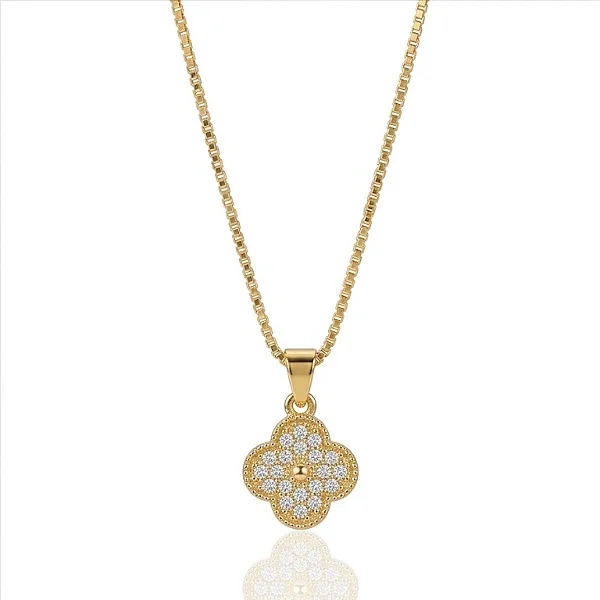 Colar Trevo Cravejado