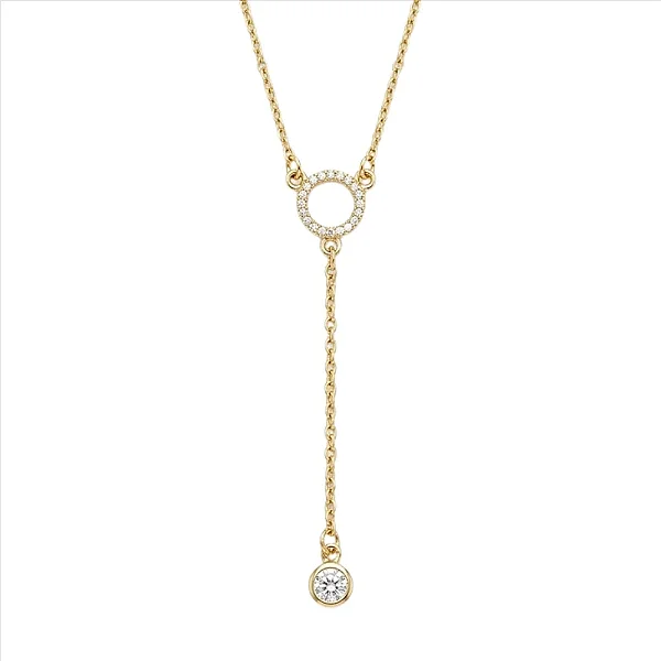 Colar Gravatinha Círculo Cravejado e Pingente de Ponto de Luz