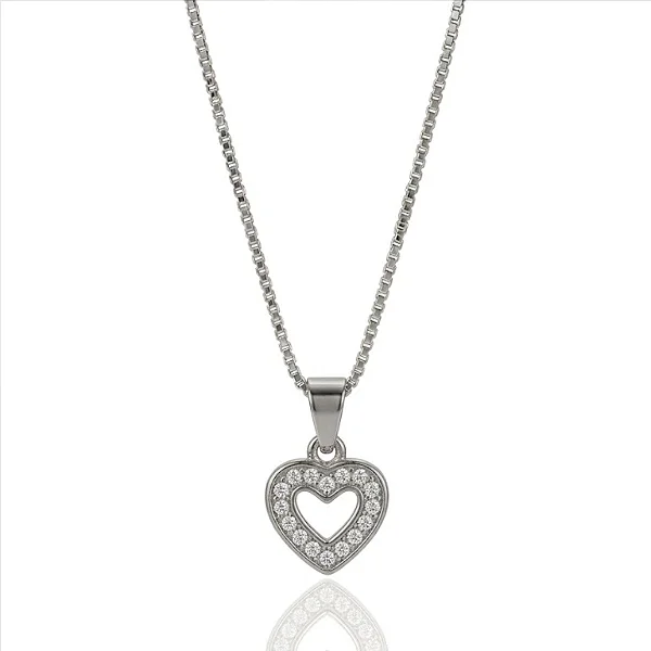 Colar de Coração Vazado e Cravejado com Borda Dourada